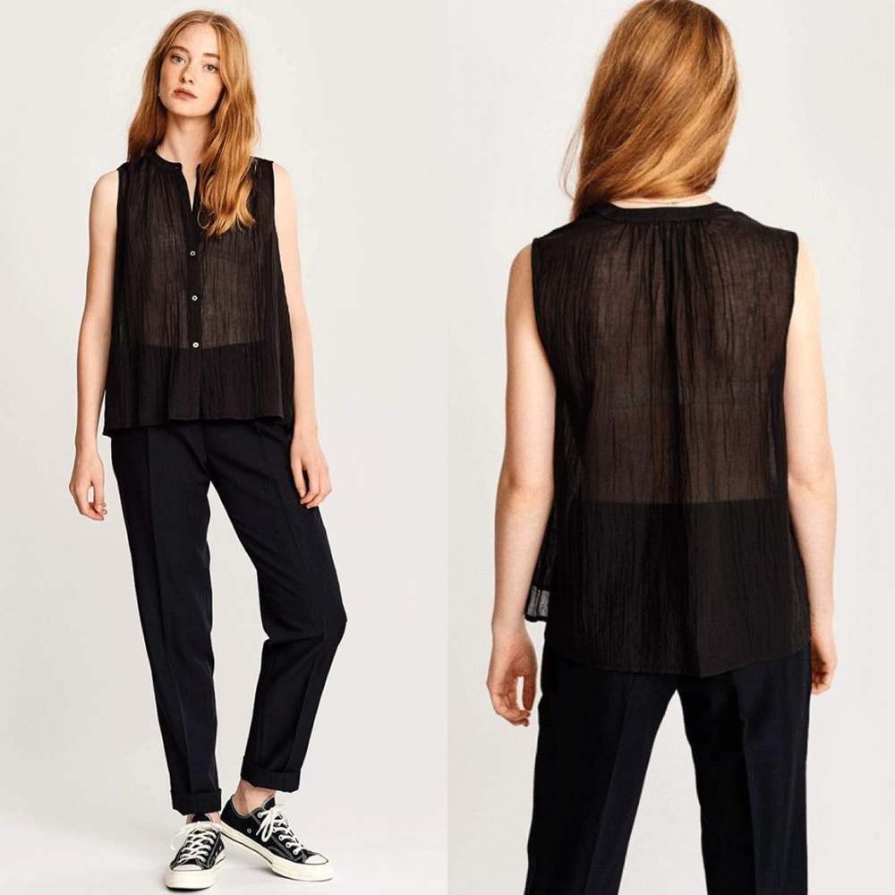 Bellerose Inrocks Black Cotton Voile Sheer Blouse‎ 0 XS